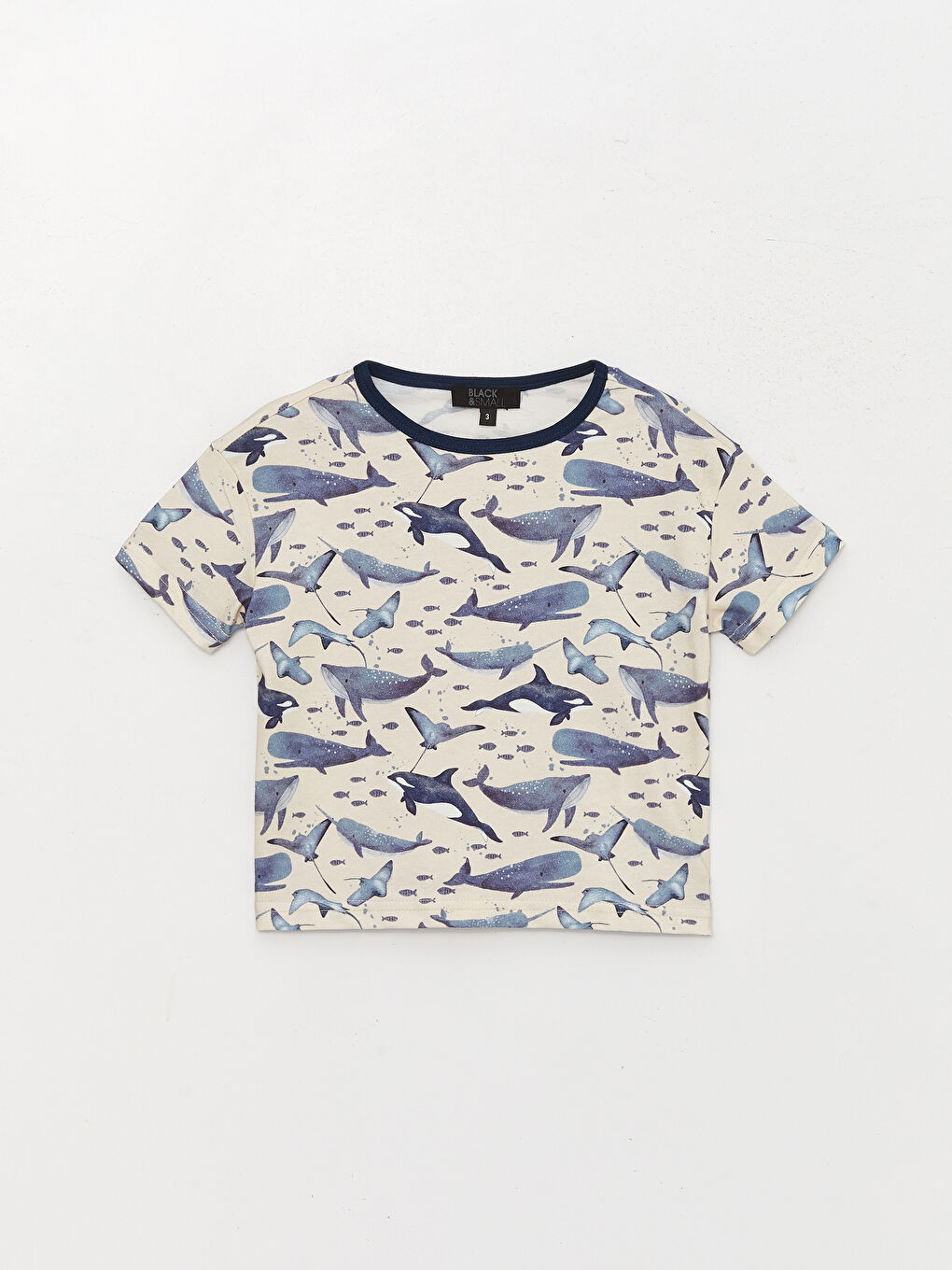 Lacivert Bisiklet Yaka Kısa Kollu Baskılı Erkek Bebek Tişört ve Şort 2'li Takım-1