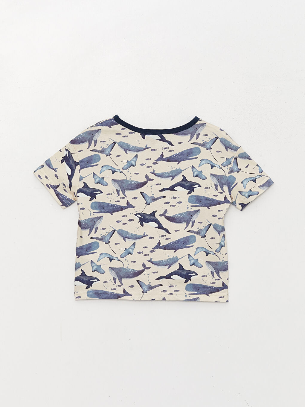 Lacivert Bisiklet Yaka Kısa Kollu Baskılı Erkek Bebek Tişört ve Şort 2'li Takım-2