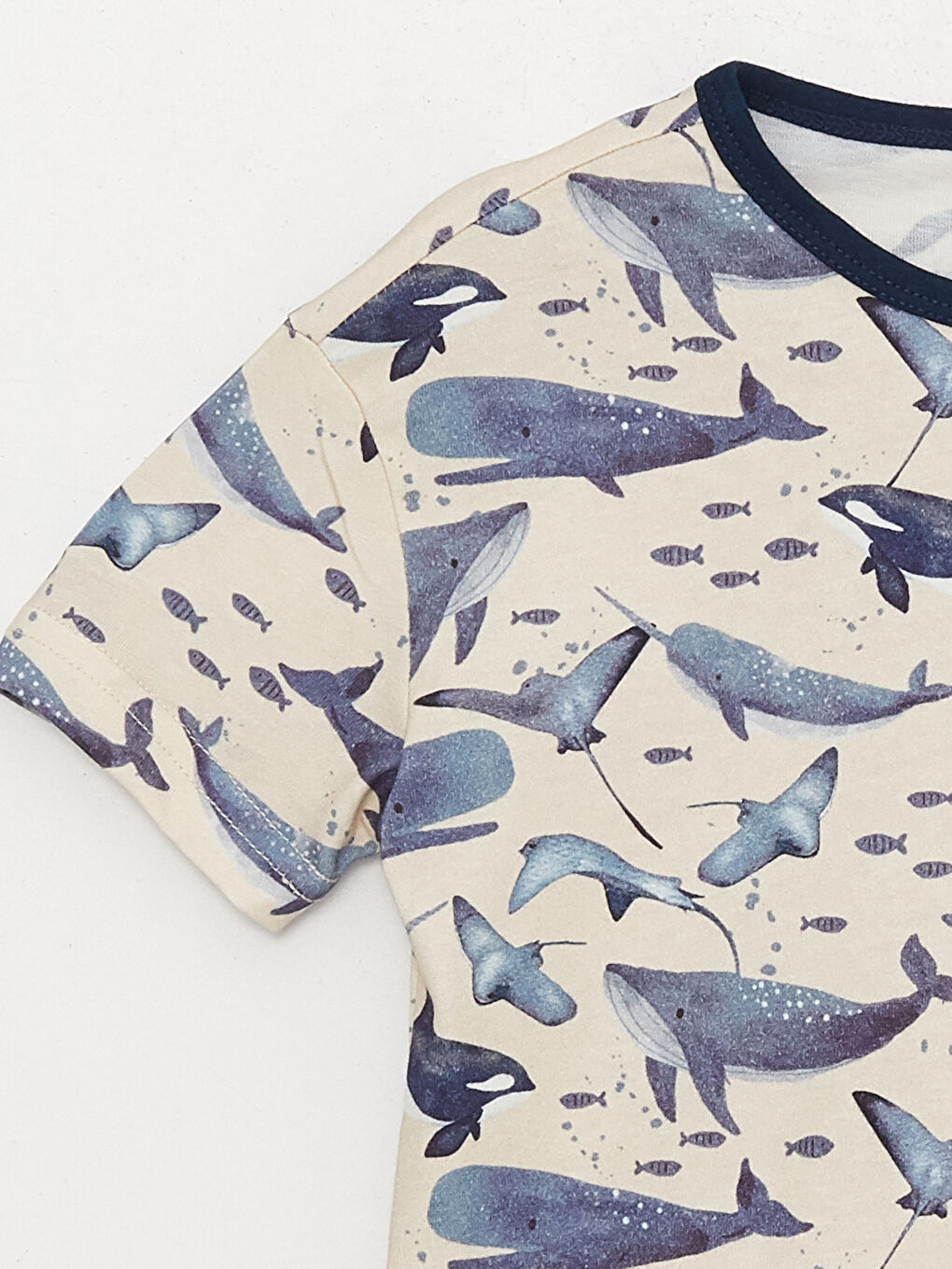 Lacivert Bisiklet Yaka Kısa Kollu Baskılı Erkek Bebek Tişört ve Şort 2'li Takım-5