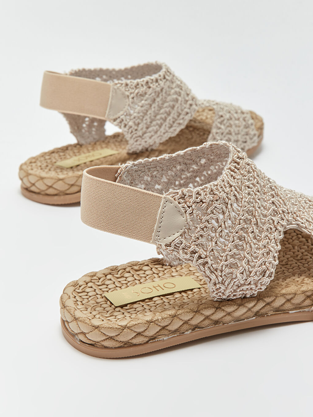 Bej Hasır Tabanlı Kadın Sandalet-4