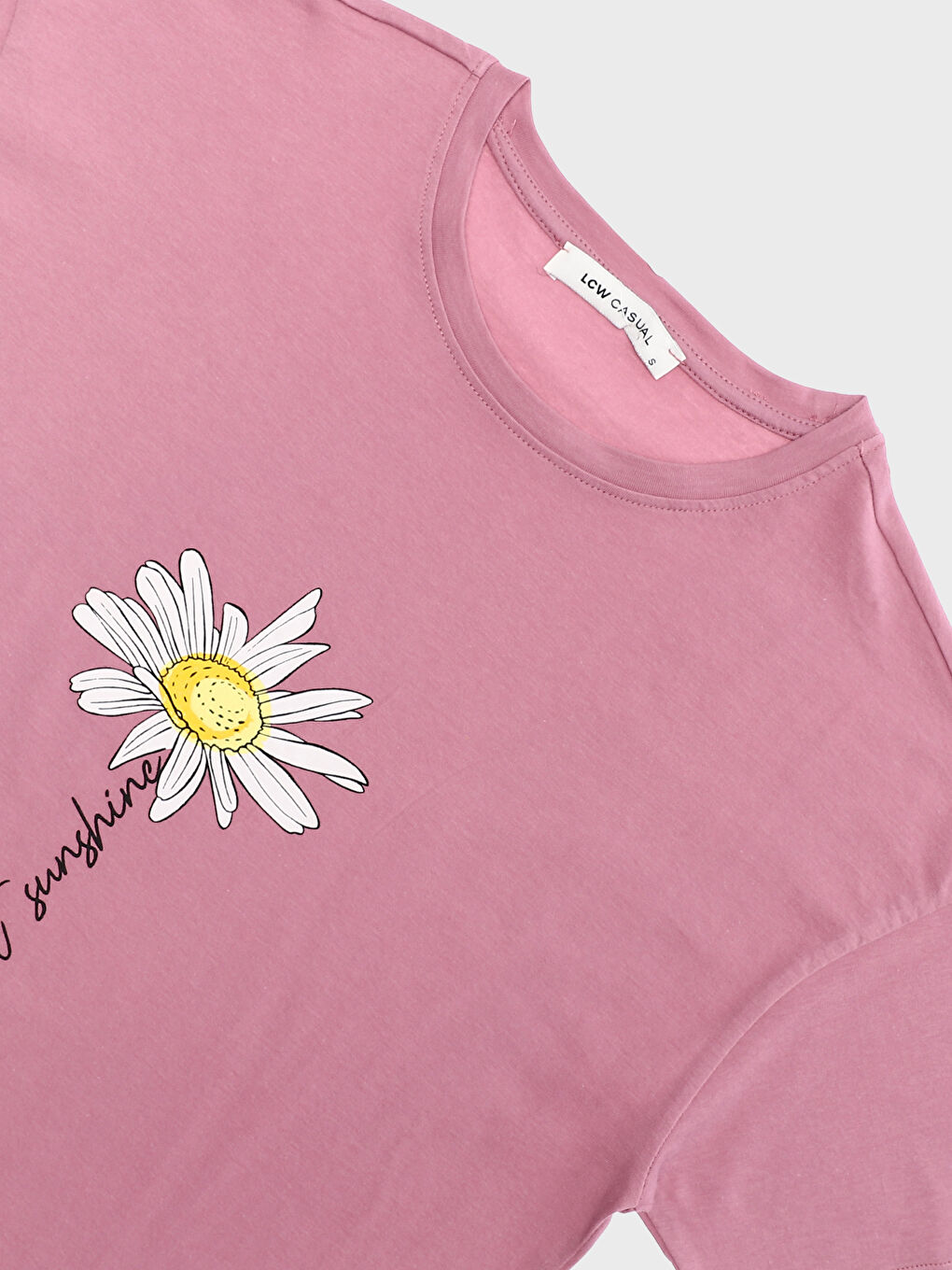 تيشيرت نسائي بأكمام قصيرة وياقة دائرية مطبوع-2