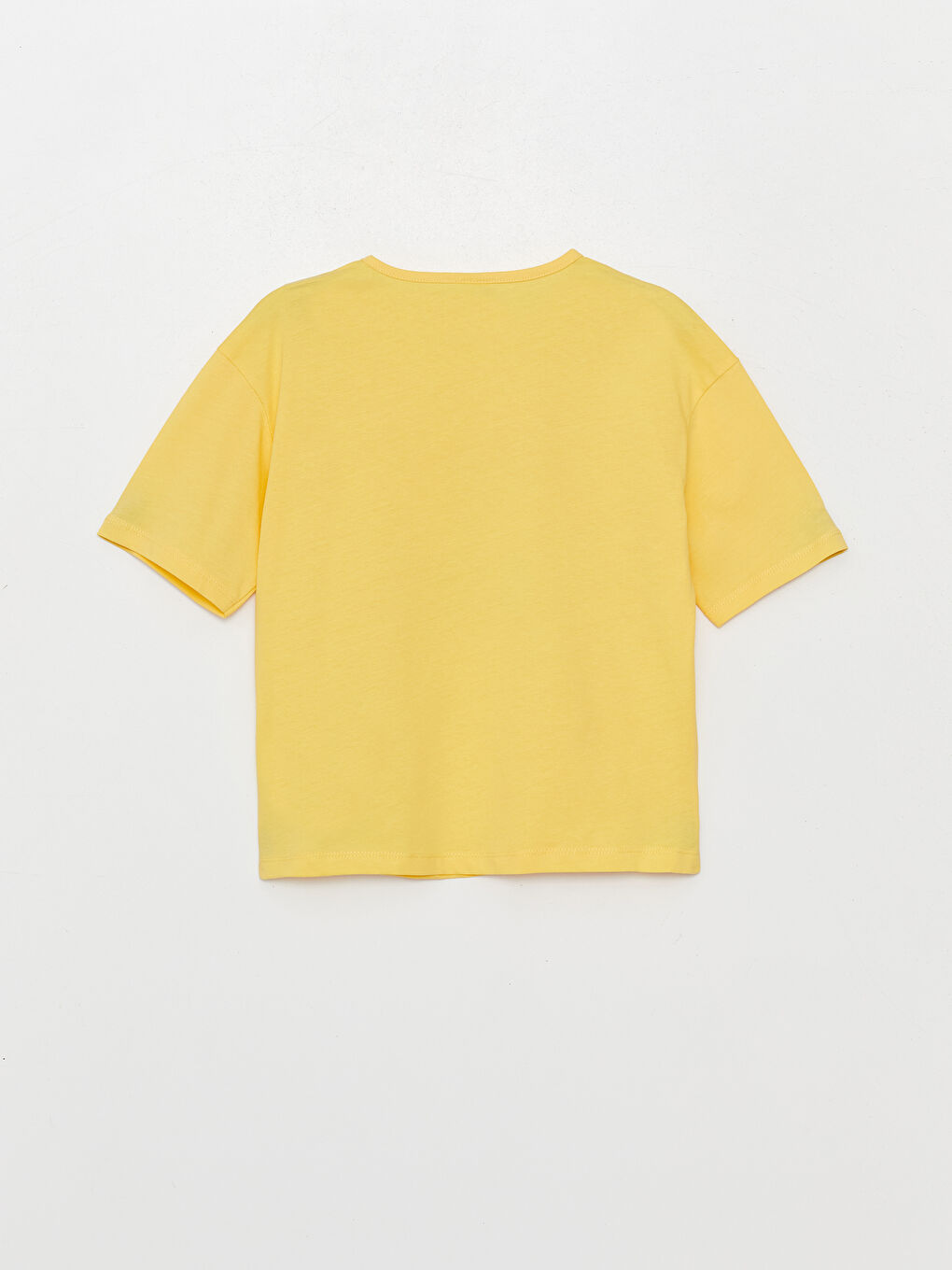 Sarı Bisiklet Yaka Baskılı Kısa Kollu Kız Çocuk Tişört-1