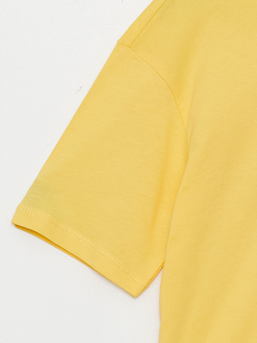 Sarı Bisiklet Yaka Baskılı Kısa Kollu Kız Çocuk Tişört-2