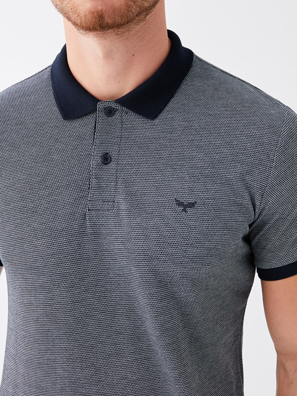 Lacivert Polo Yaka Kısa Kollu Erkek Tişört-3