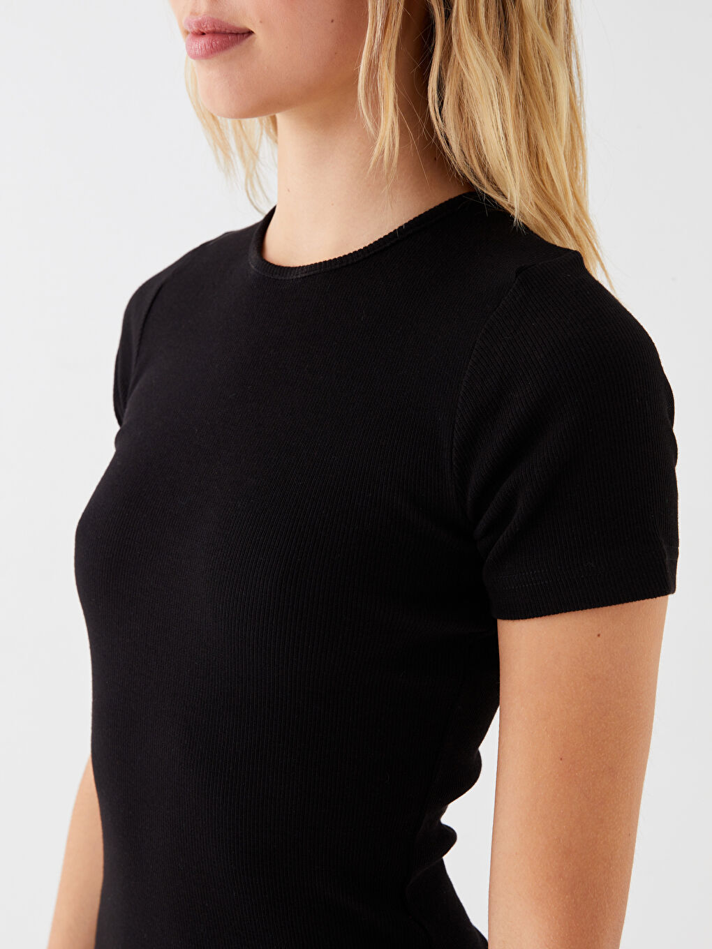 Siyah Bisiklet Yaka Kadın Elbise-3