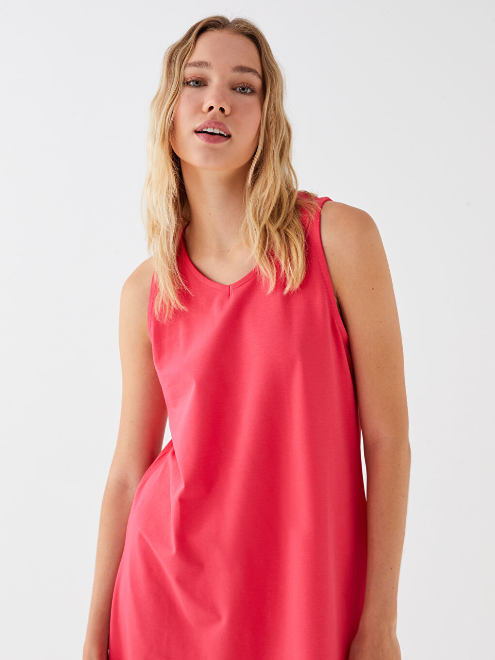 Mercan Bisiklet Yaka Kadın Elbise-2