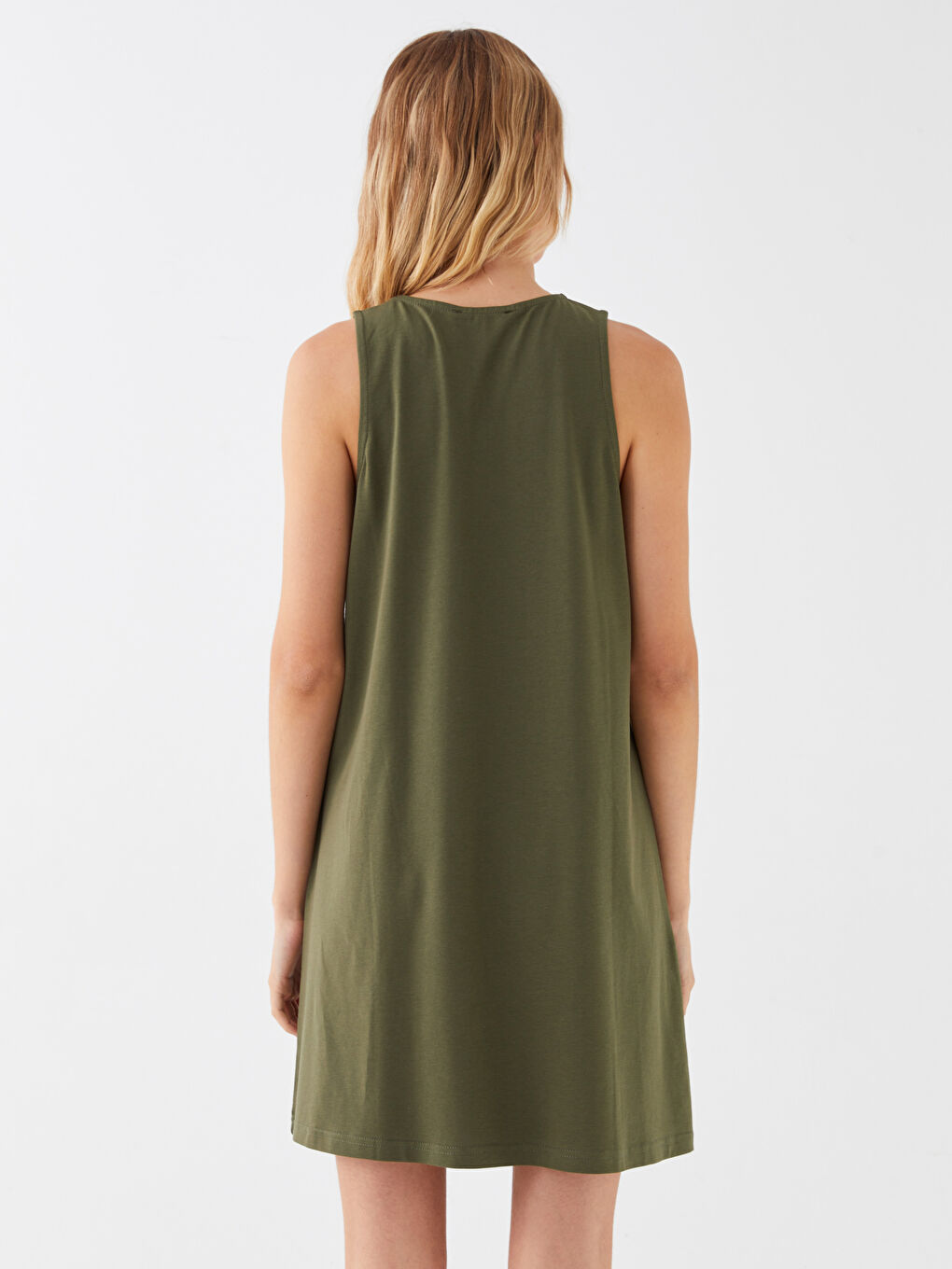 Haki Bisiklet Yaka Kadın Elbise-4