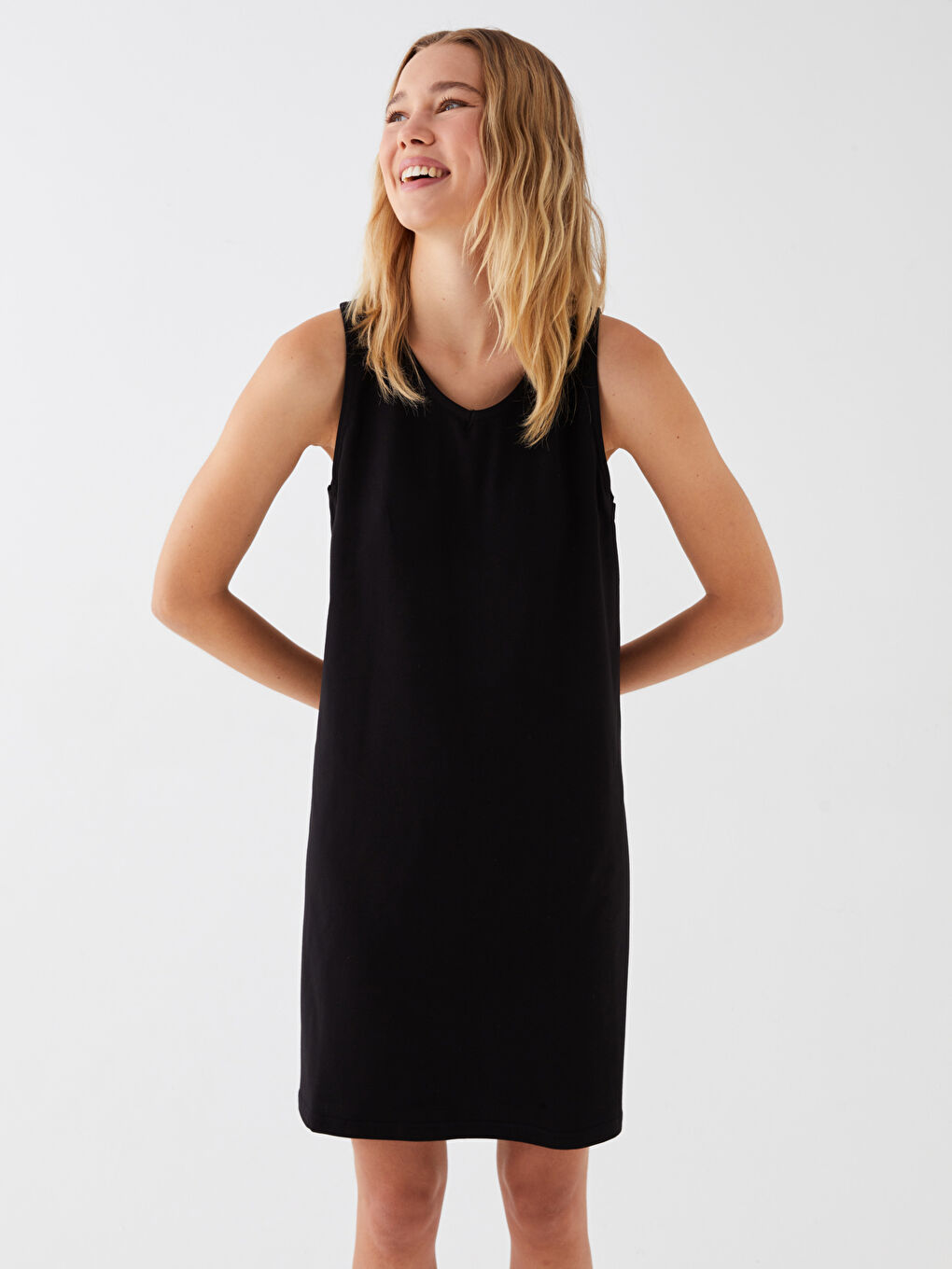 Siyah Bisiklet Yaka Kadın Elbise-2