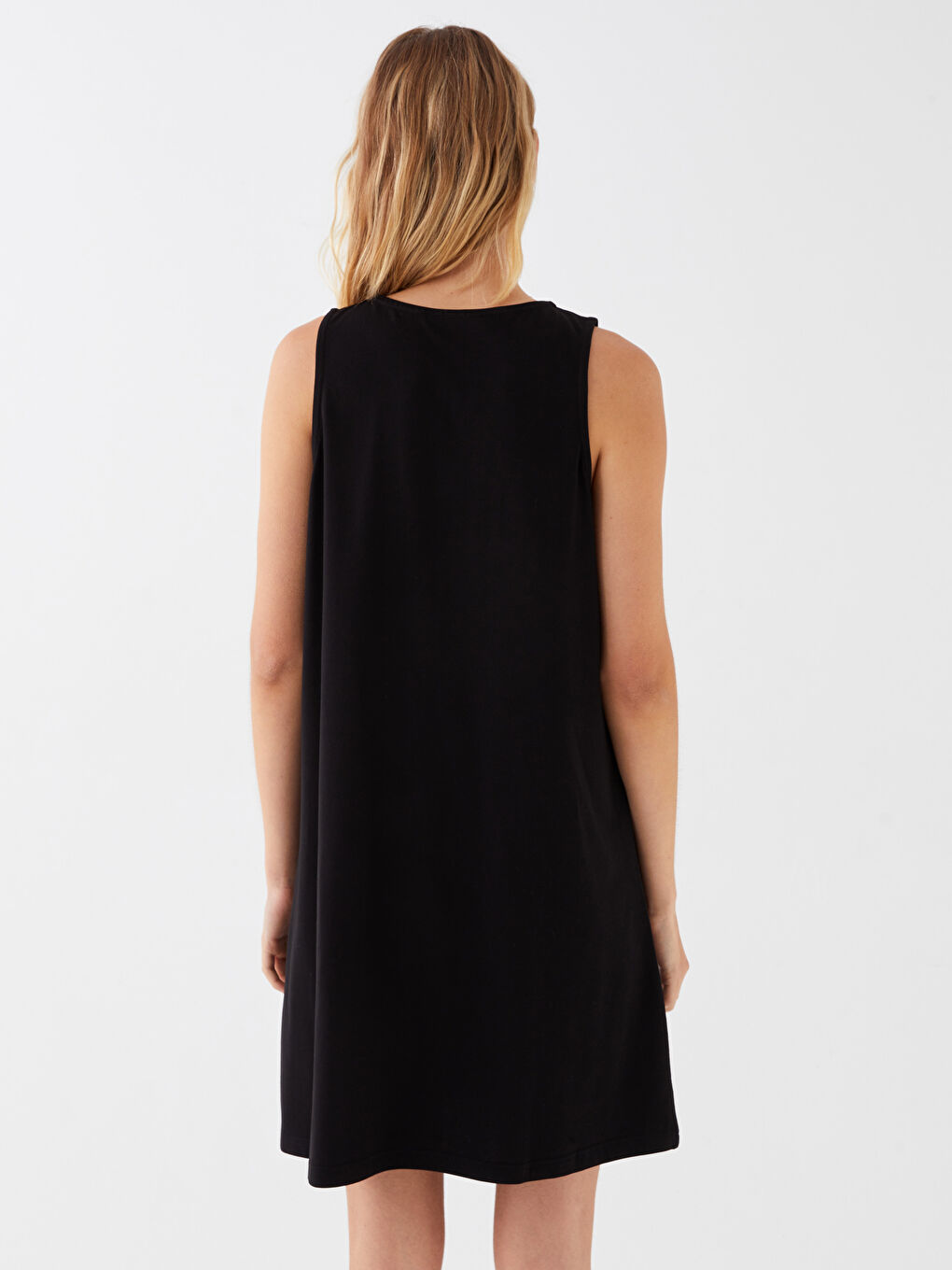 Siyah Bisiklet Yaka Kadın Elbise-4