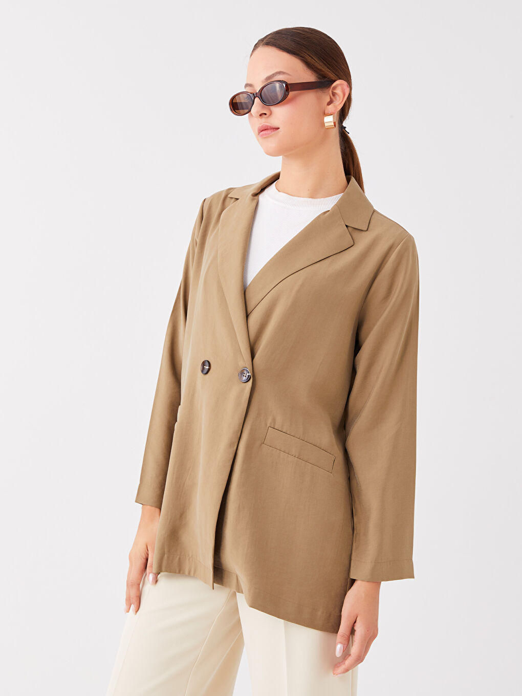 Изчистено яке с дълъг ръкав за жени-1