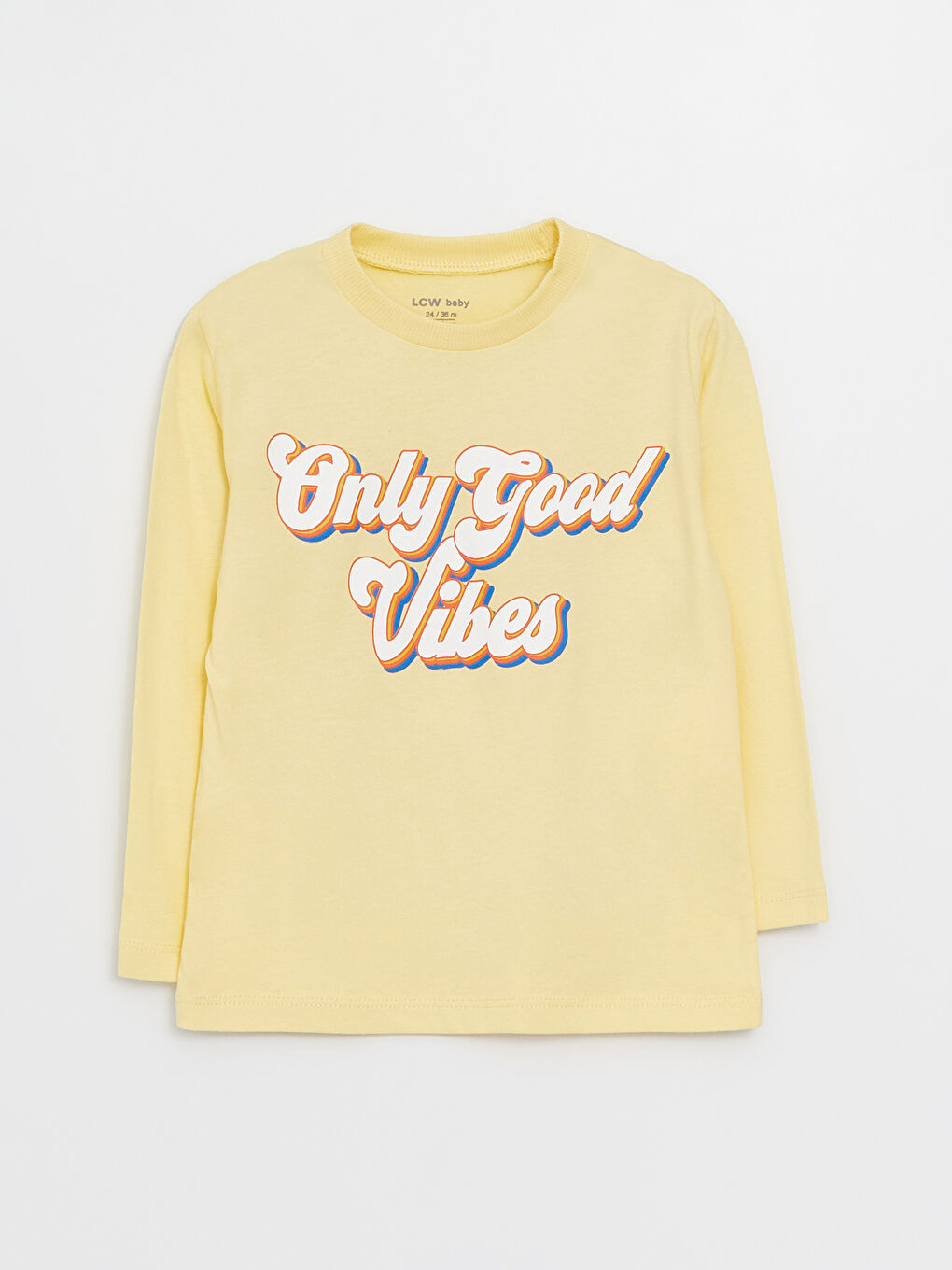 Sarı Bisiklet Yaka Uzun Kollu Baskılı Erkek Bebek Tişört