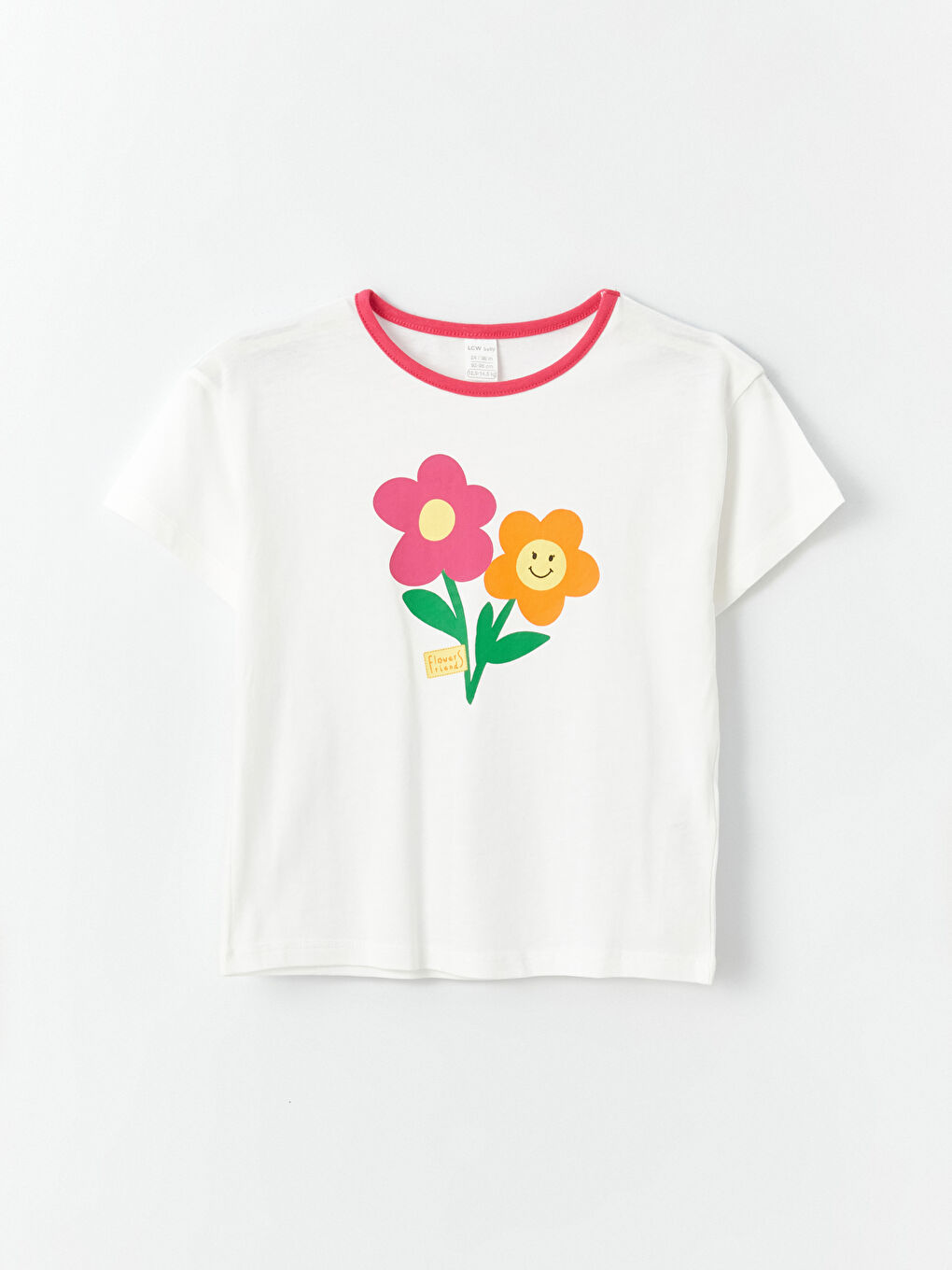 Crew Neck Short Sleeve Printed Baby Girls' T-Shirt