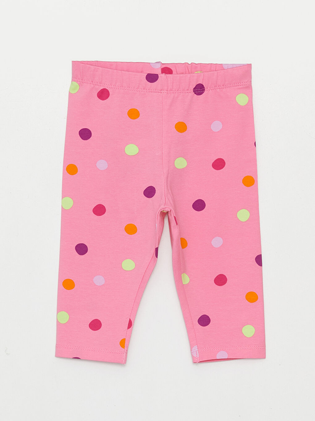 Pembe Beli Lastikli Desenli Kız Bebek Tayt