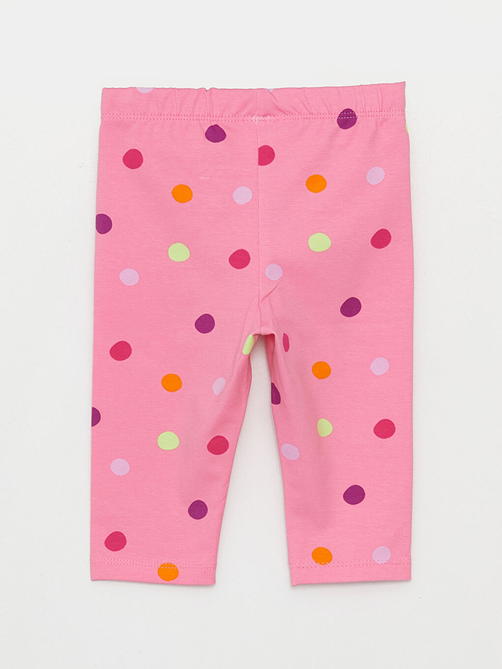 Pembe Beli Lastikli Desenli Kız Bebek Tayt-1