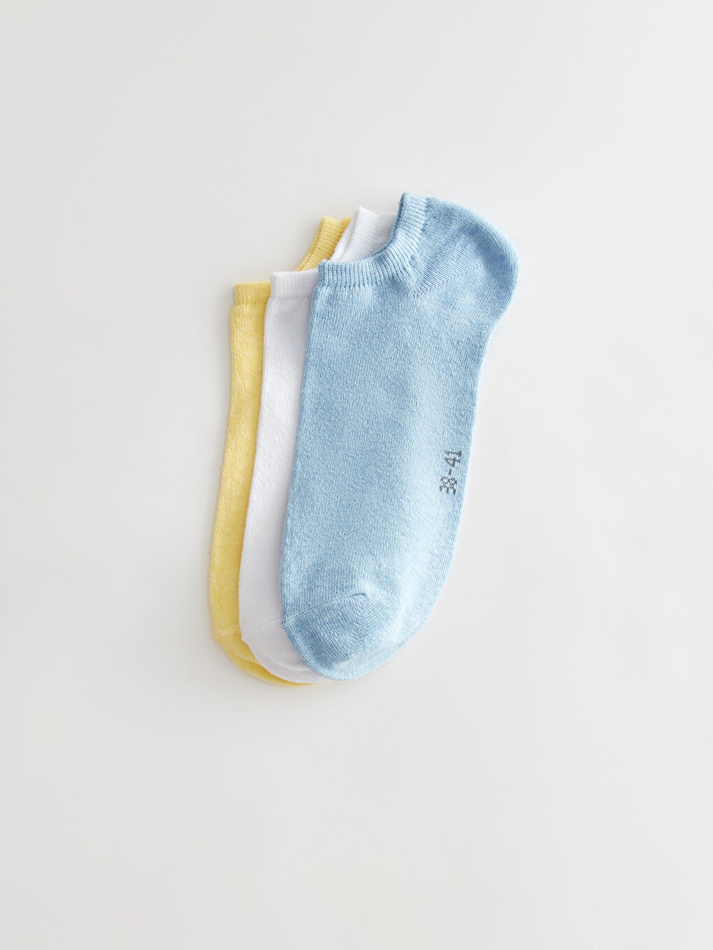 Mavi Kadın Düz Patik Çorap 3'lü