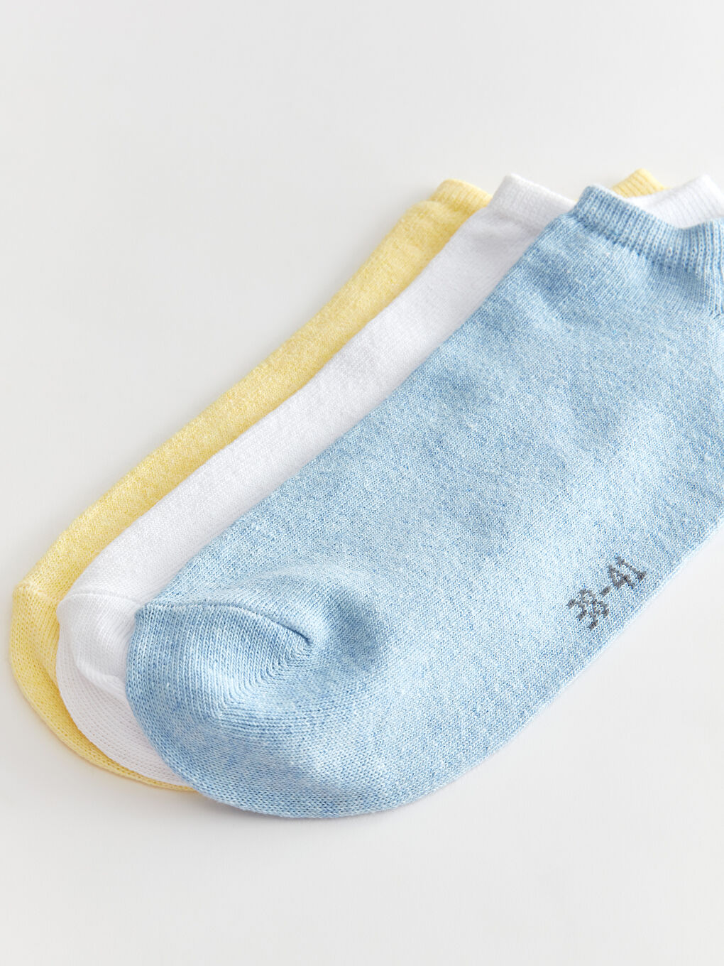 Mavi Kadın Düz Patik Çorap 3'lü-2