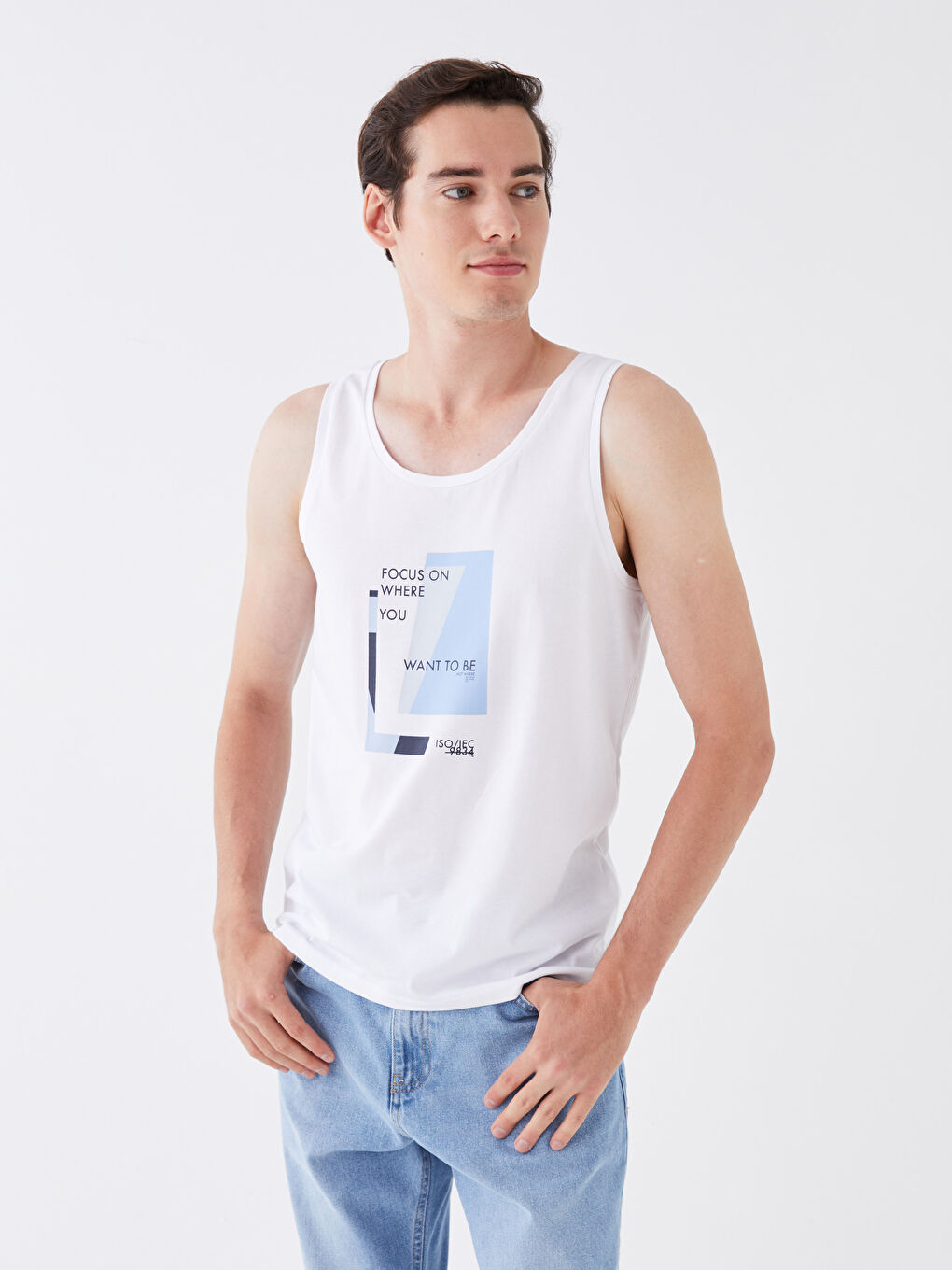 Майка без рукавов с круглым вырезом и принтом из джерси для мужчин