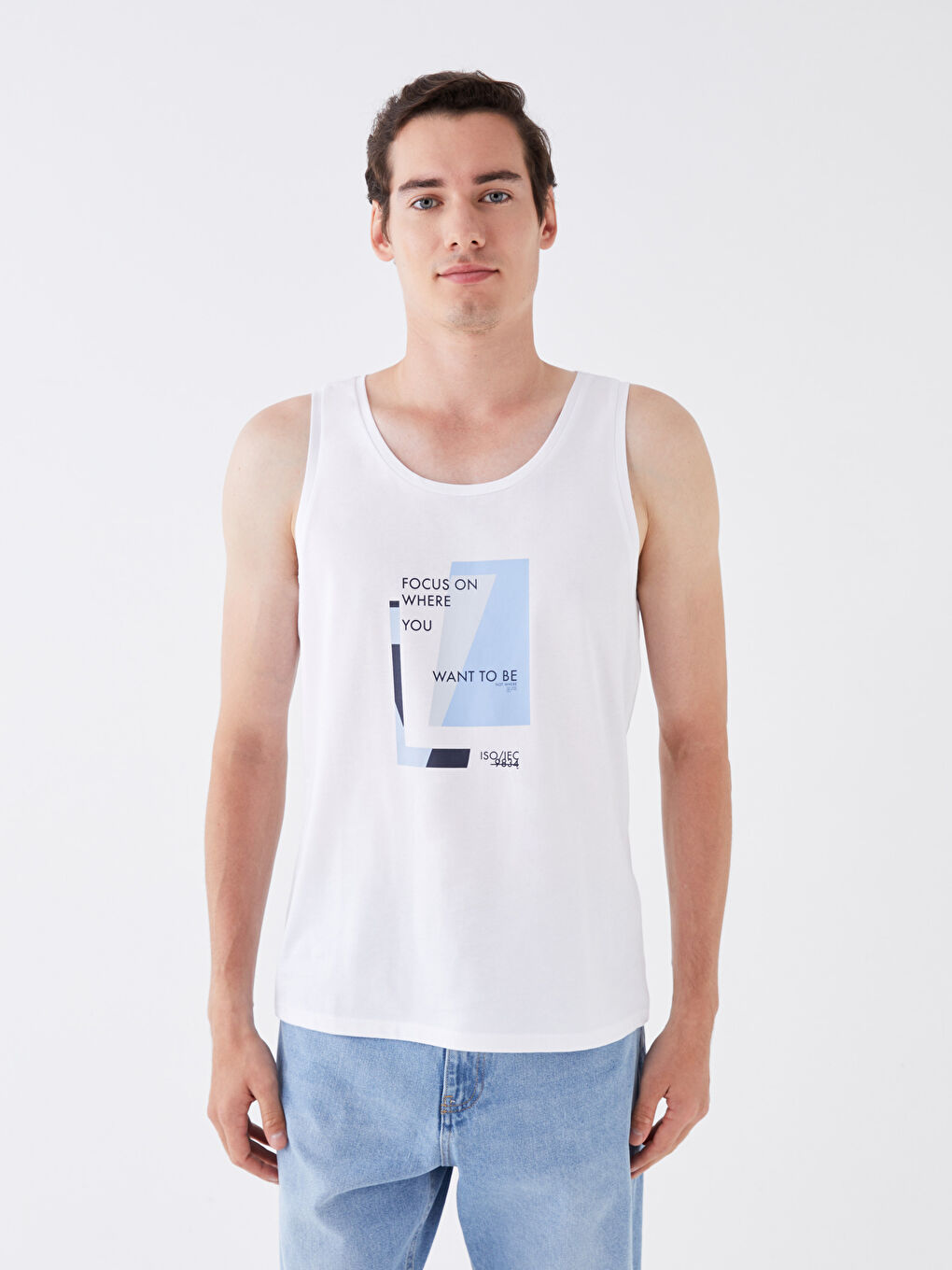 Майка без рукавов с круглым вырезом и принтом из джерси для мужчин-1