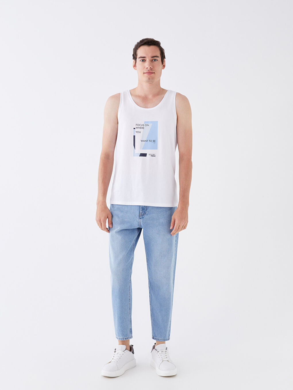 Майка без рукавов с круглым вырезом и принтом из джерси для мужчин-2