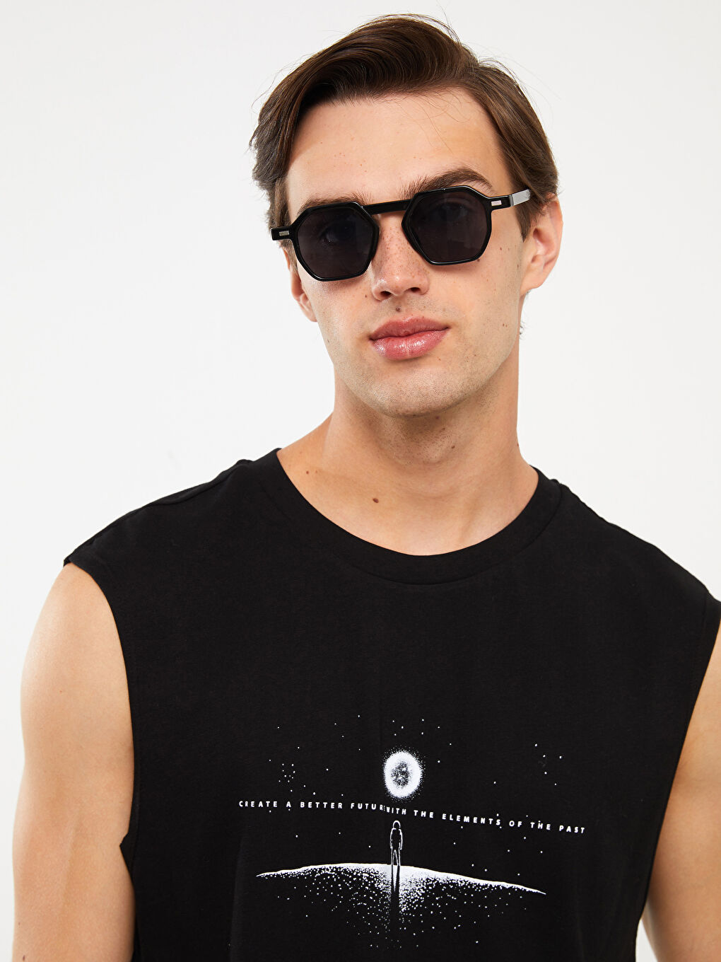 Crew Neck Printed Men's Sleeveless T-Shirt -S3L225Z8-CVL