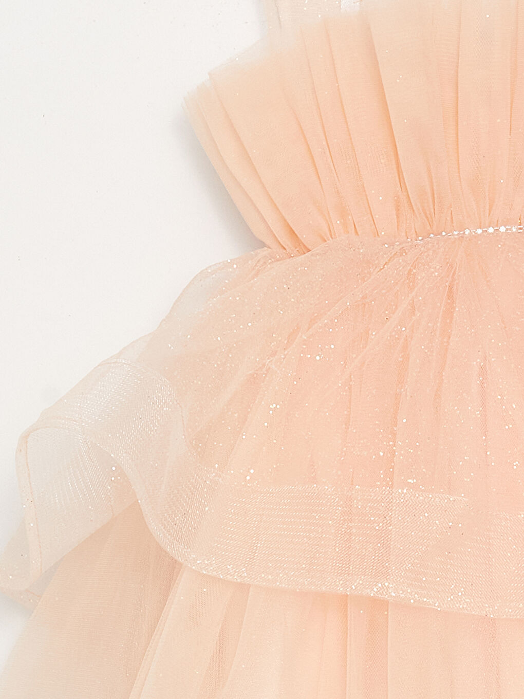 Pembe Bisiklet Yaka Tül Detaylı Kız Bebek Elbise-2