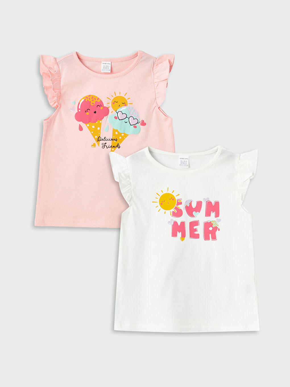 Pembe Bisiklet Yaka Kız Bebek Atlet 2'li