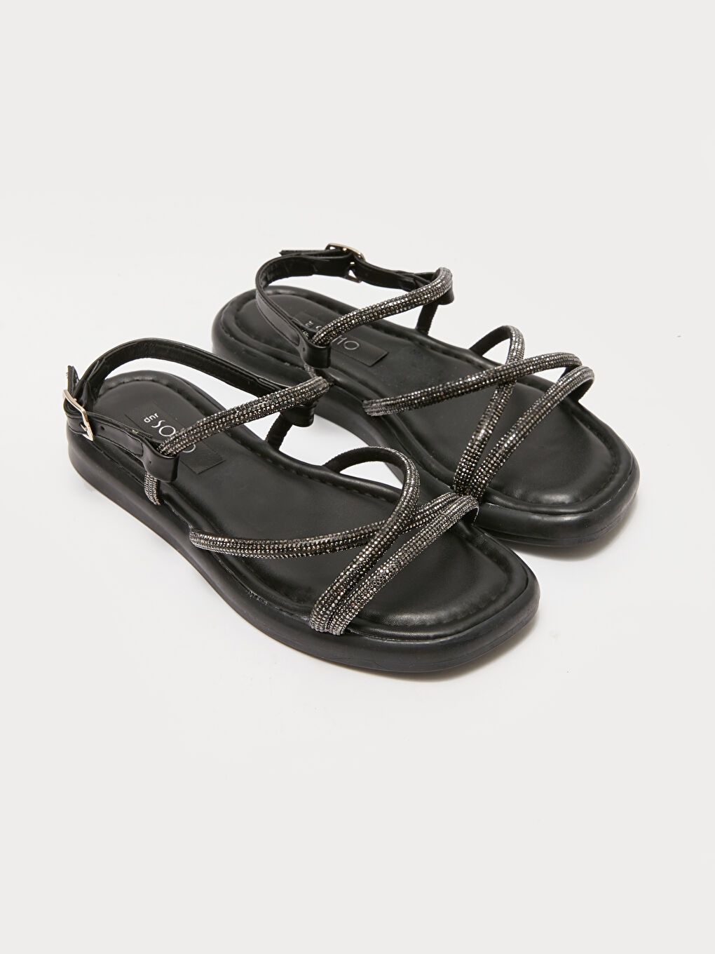 Siyah Taşlı Kadın Sandalet