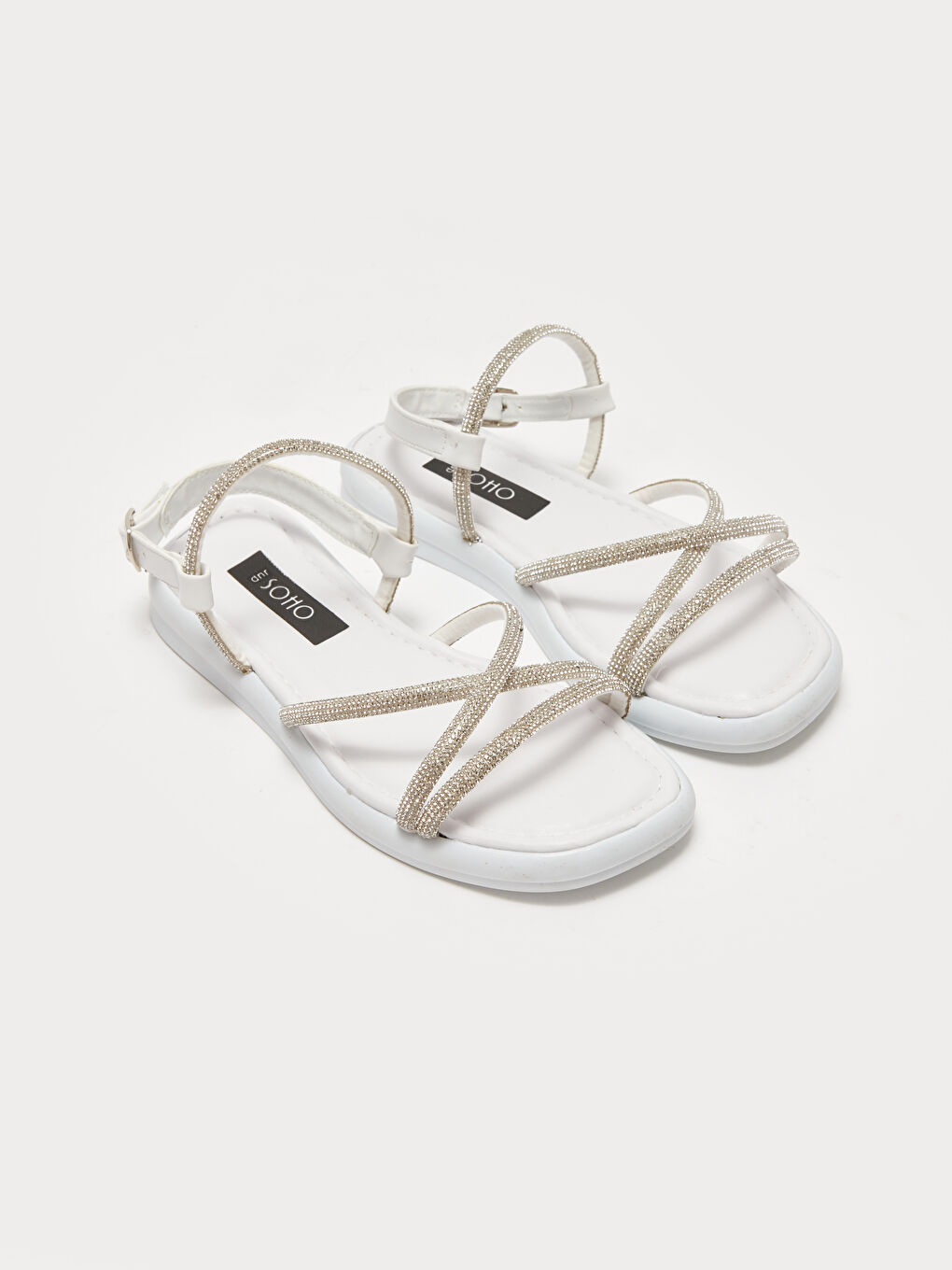 Beyaz Taşlı Kadın Sandalet