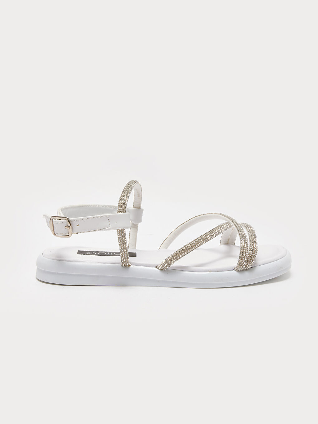 Beyaz Taşlı Kadın Sandalet-1
