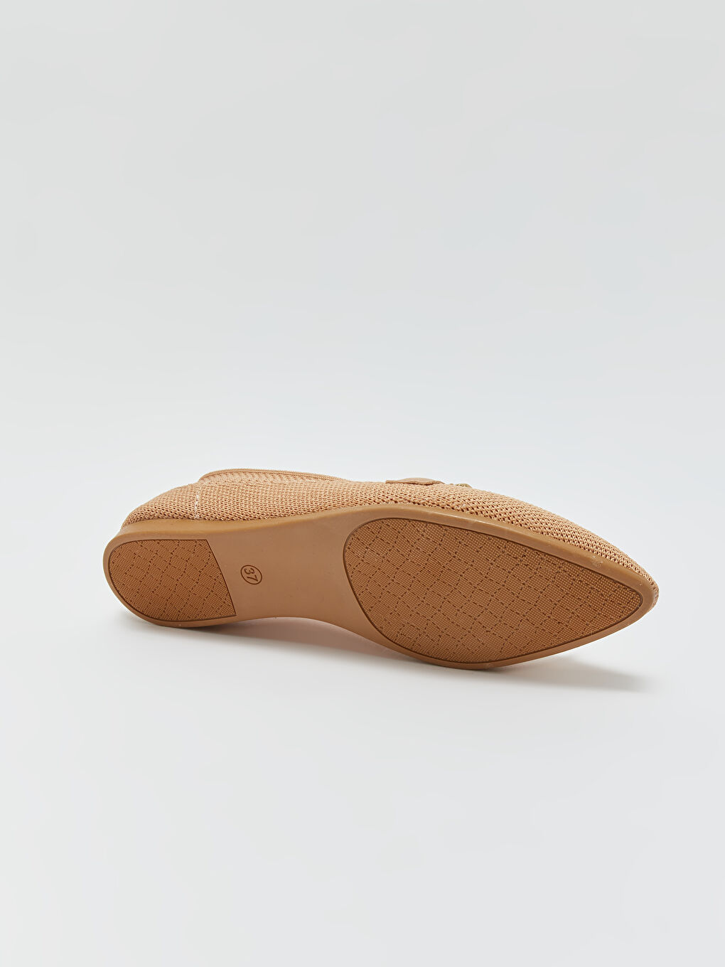 Bej Metal Aplikeli Deri Kadın Loafer Ayakkabı-3