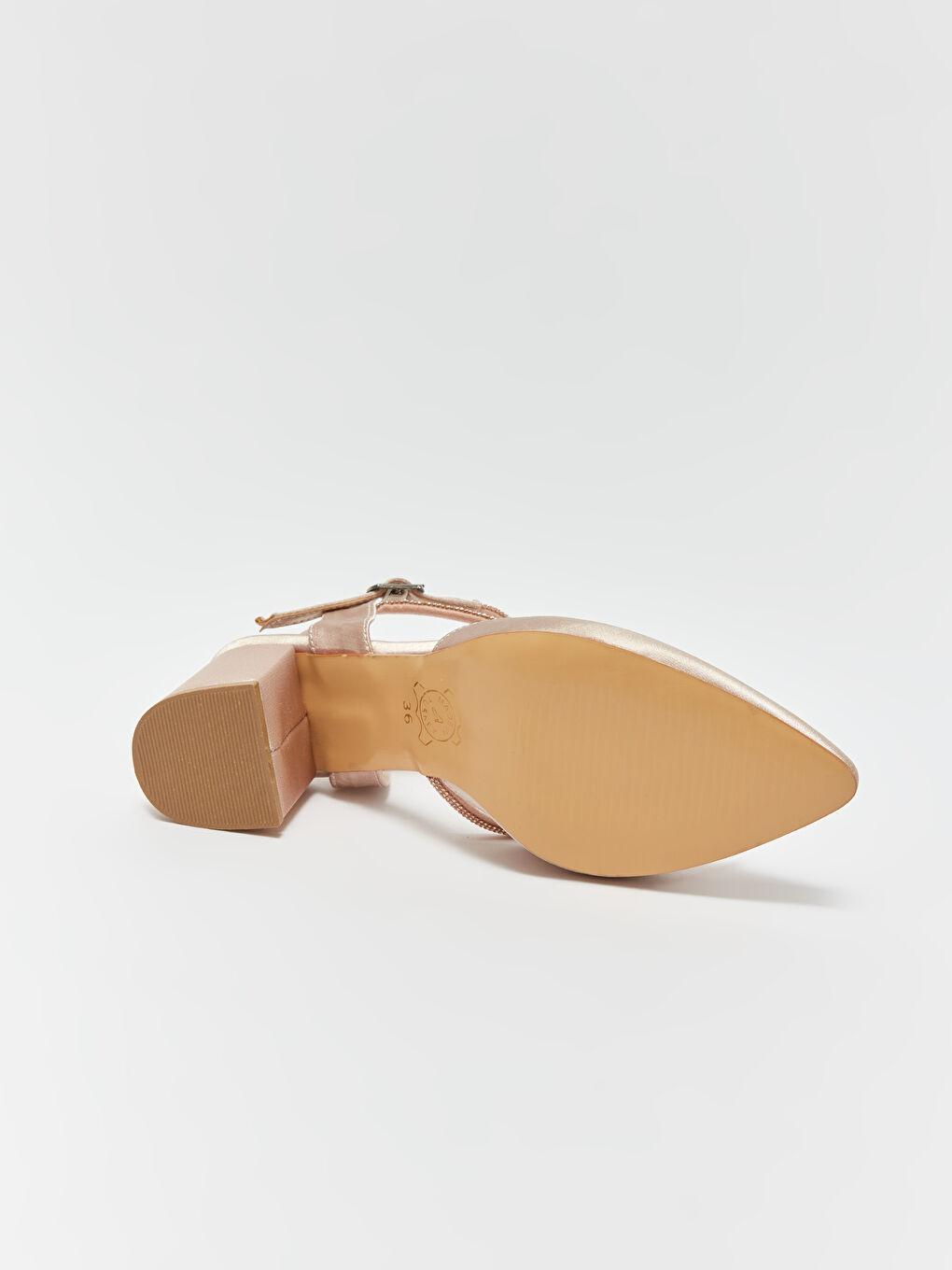 Bej İnce Çapraz Bantlı Kadın Topuklu Ayakkabı-3