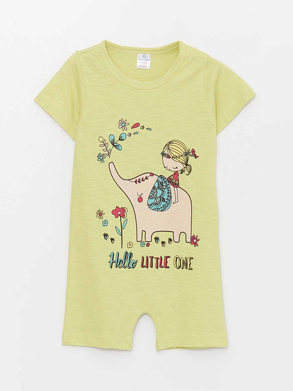 Yeşil Bisiklet Yaka Desenli Kız Bebek Tulum