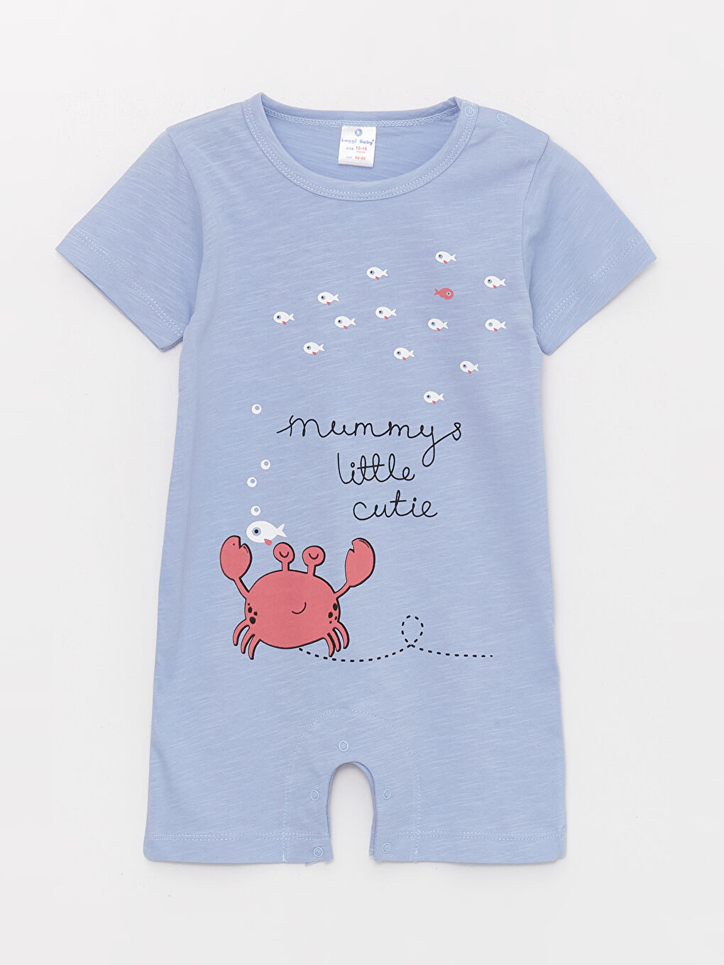 Mavi Bisiklet Yaka Kısa Kol Baskılı Erkek Bebek Tulum