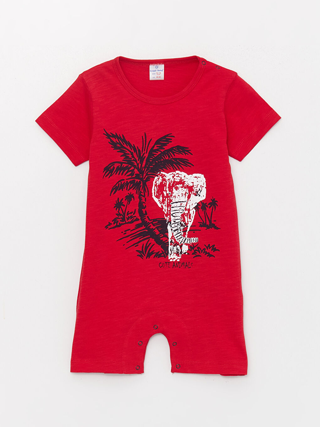 Kırmızı Bisiklet Yaka Kısa Kol Baskılı Erkek Bebek Tulum