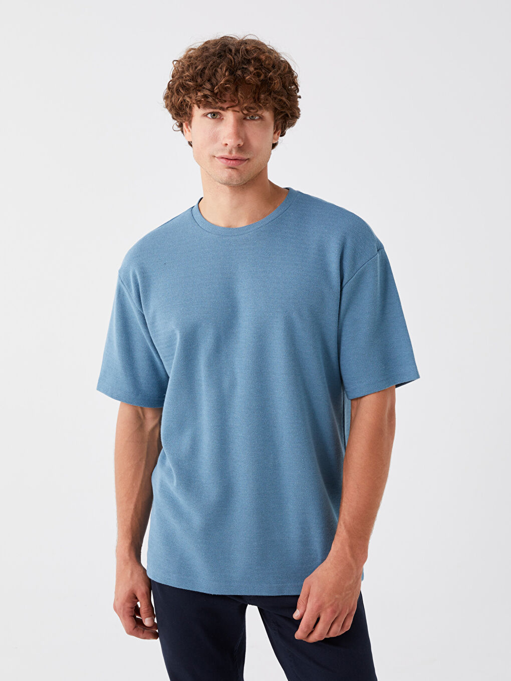 Mavi Bisiklet Yaka Kısa Kollu Erkek Tişört