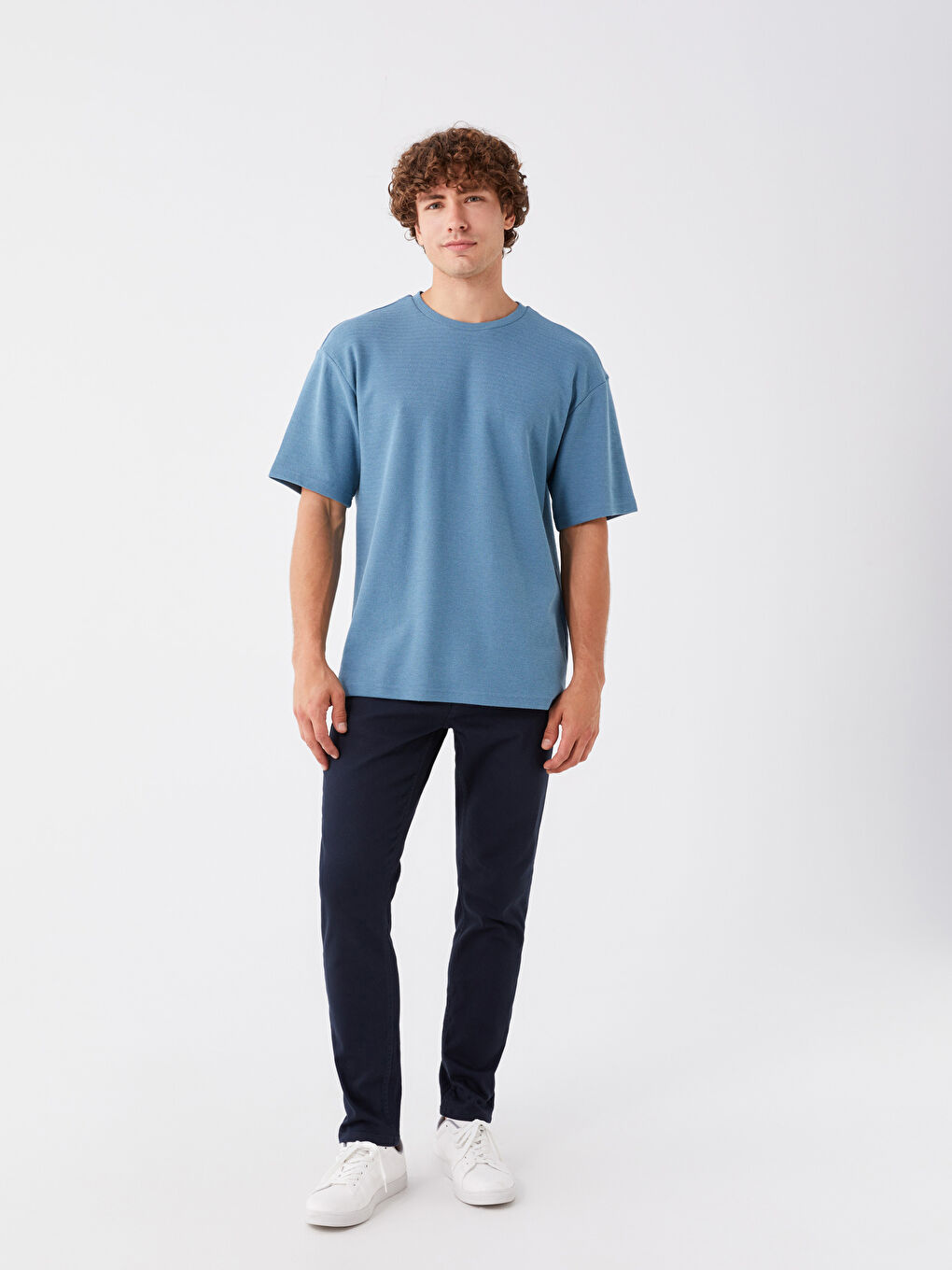 Mavi Bisiklet Yaka Kısa Kollu Erkek Tişört-2