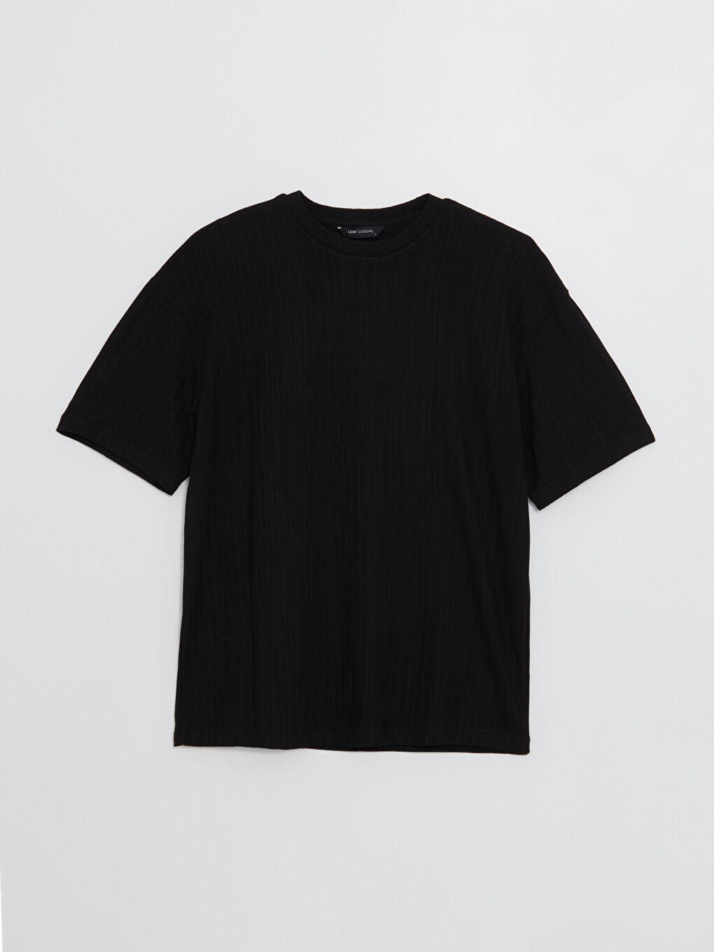 Siyah Bisiklet Yaka Kısa Kollu Erkek Tişört-5