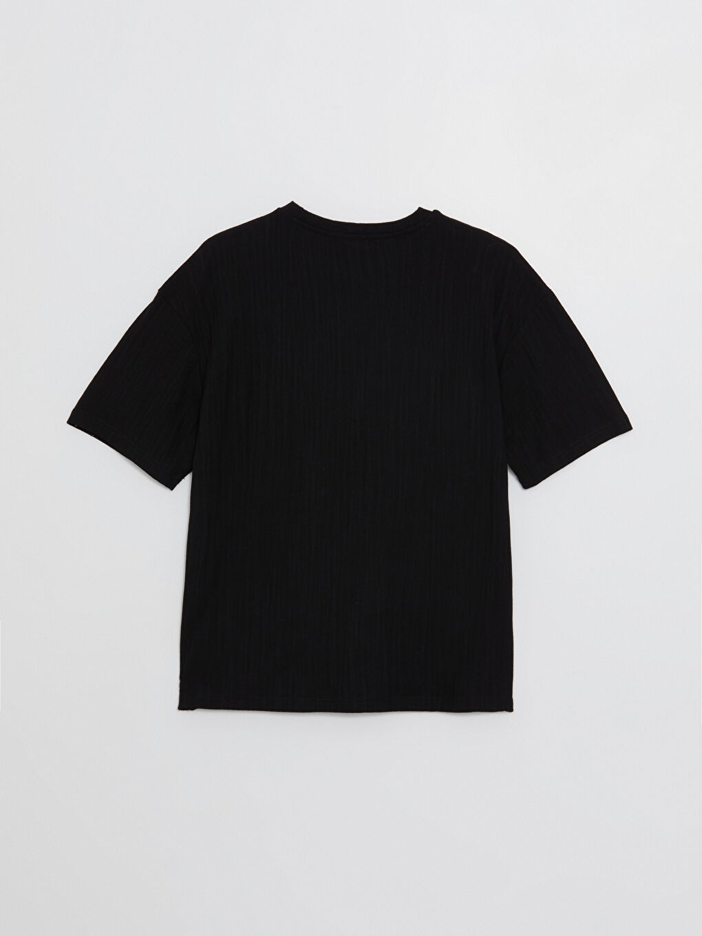 Siyah Bisiklet Yaka Kısa Kollu Erkek Tişört-6