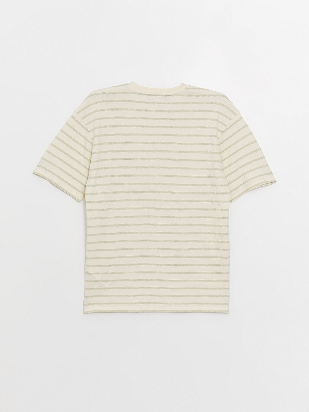 Yeşil Bisiklet Yaka Kısa Kollu Çizgili Erkek Tişört-6