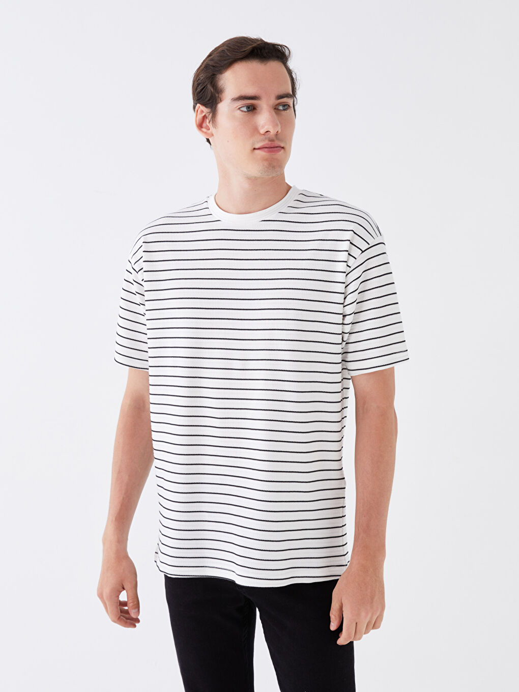 Crew Neck Short Sleeve Striped Jersey Men's T-Shirt