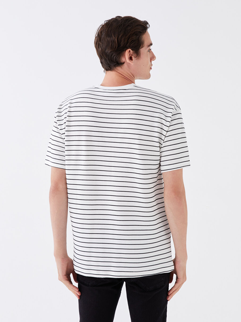 Crew Neck Short Sleeve Striped Jersey Men's T-Shirt-4
