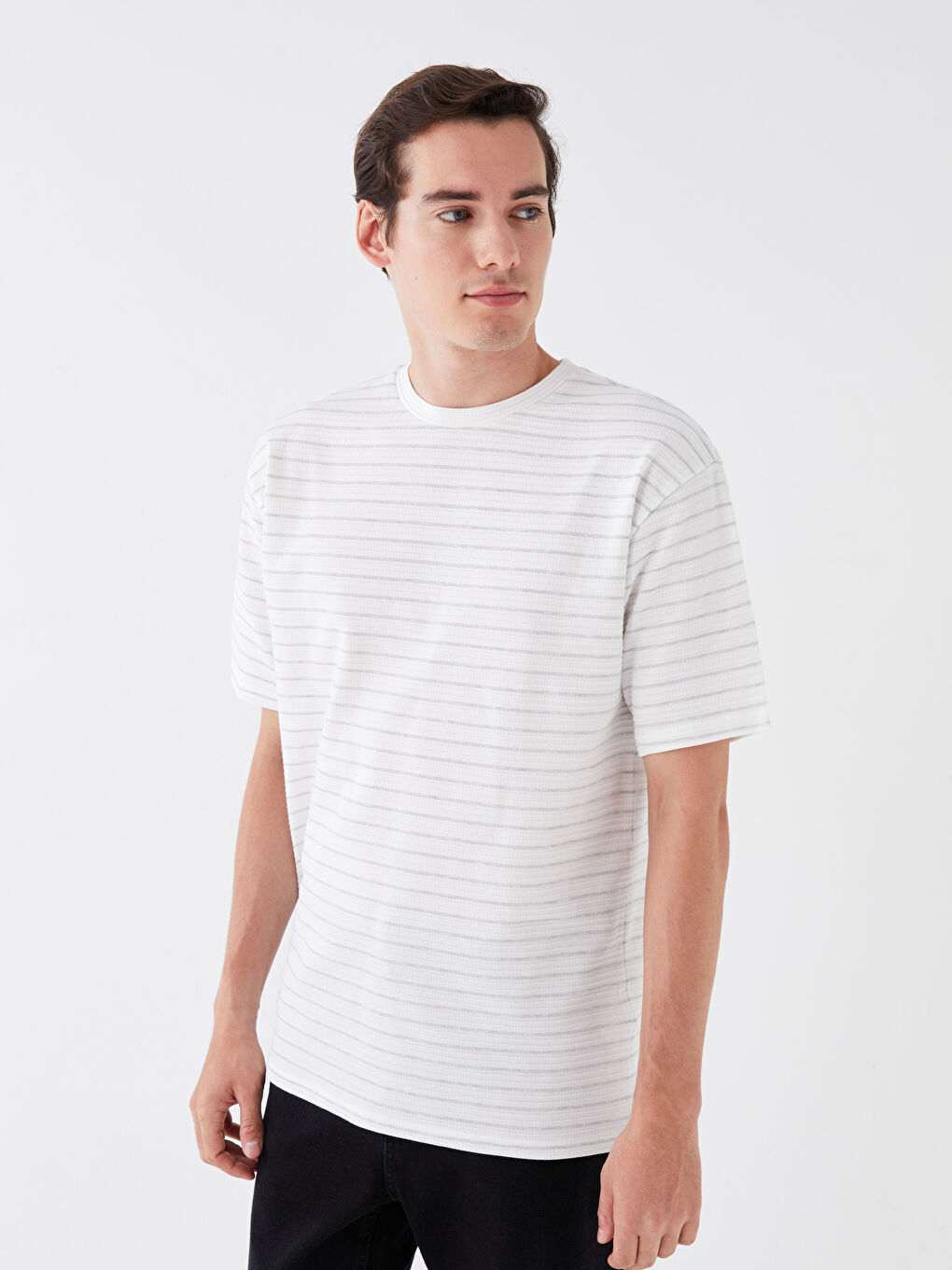 Crew Neck Short Sleeve Striped Jersey Men's T-Shirt-1