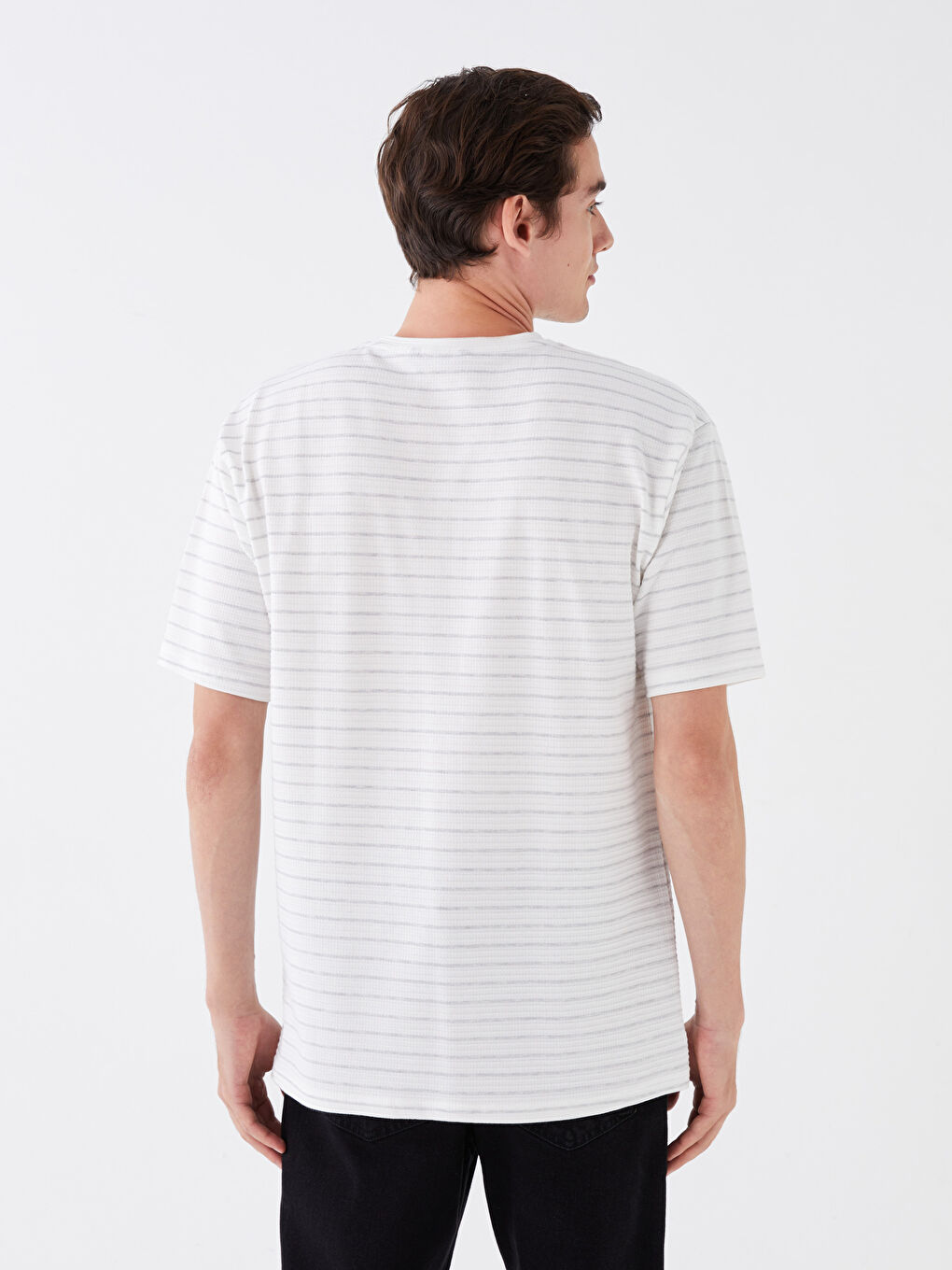 Crew Neck Short Sleeve Striped Jersey Men's T-Shirt-4