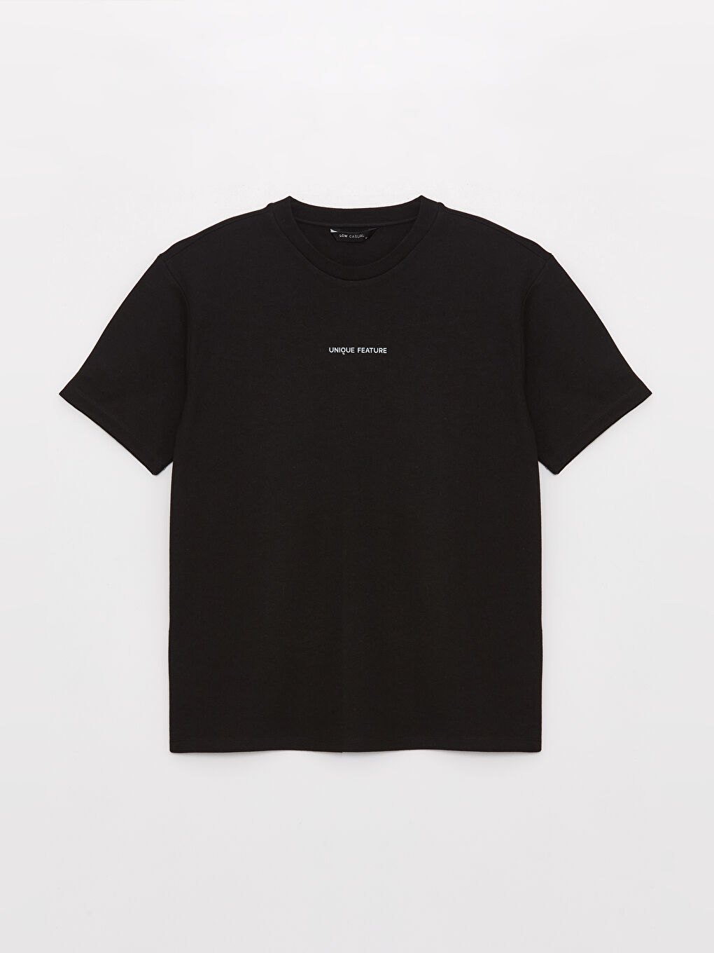 Siyah Bisiklet Yaka Kısa Kollu Baskılı Erkek Tişört