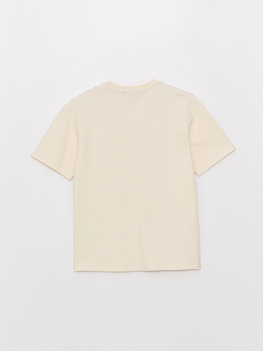 Ekru Bisiklet Yaka Kısa Kollu Baskılı Erkek Tişört-6