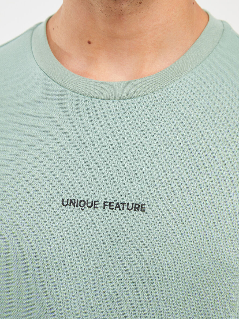 Yeşil Bisiklet Yaka Kısa Kollu Baskılı Erkek Tişört-3