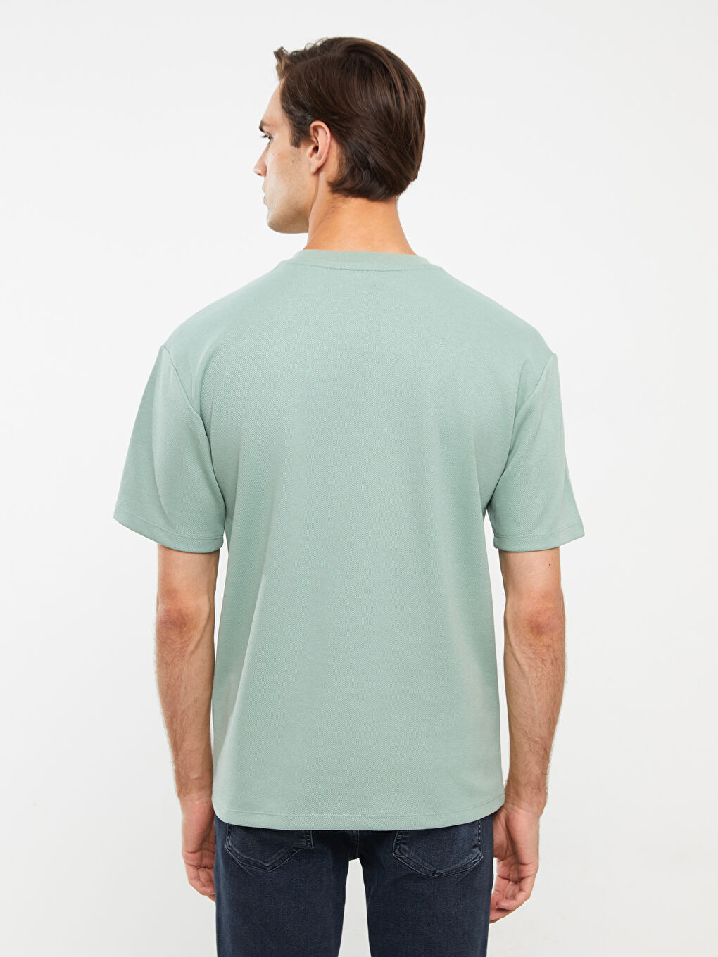 Yeşil Bisiklet Yaka Kısa Kollu Baskılı Erkek Tişört-4