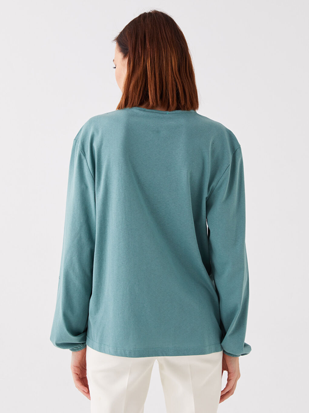 Yeşil Düğme Kapamalı Kadın Bluz-4