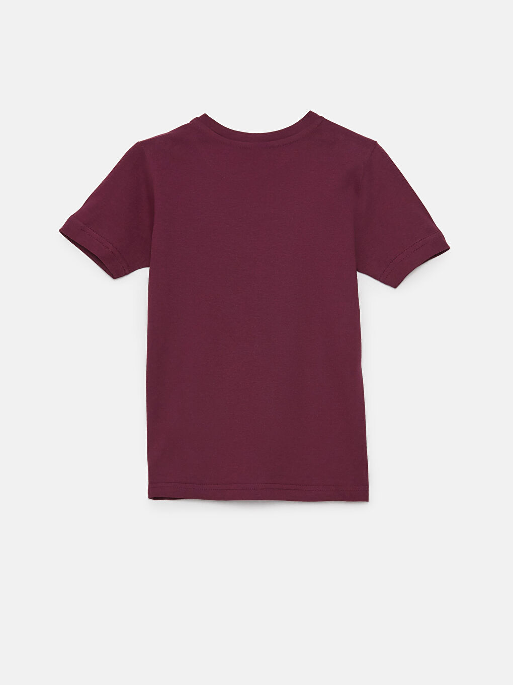 Bordo Bisiklet Yaka Baskılı Kısa Kollu Kız Çocuk Tişört-3