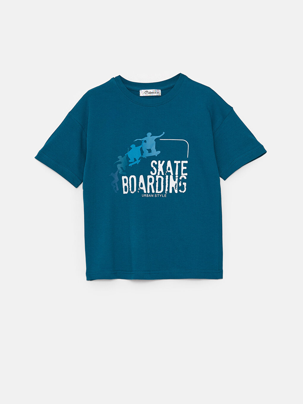 Yeşil Bisiklet Yaka Baskılı Kısa Kollu Erkek Çocuk Tişört